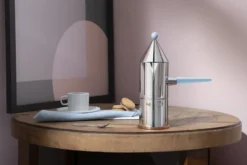Alessi La Conica Manico Lungo Espressokocher, Stahl, Hellblau -Geschäft Für Wohndekoration 0011 90002 100 amb 3x2