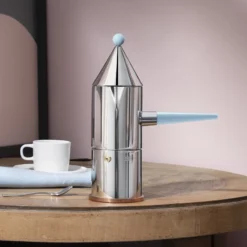Alessi La Conica Manico Lungo Espressokocher, Stahl, Hellblau -Geschäft Für Wohndekoration 0012 90002 100 amb 1x1