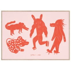 Poster Four Creatures, 50 X 70 Cm, Rot