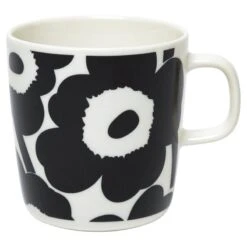 Marimekko Oiva – Unikko Becher 4 Dl, Weiß – Schwarz