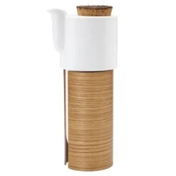 Warm Teekanne, 1,1 L, Weiß - Eiche, Korkdeckel
