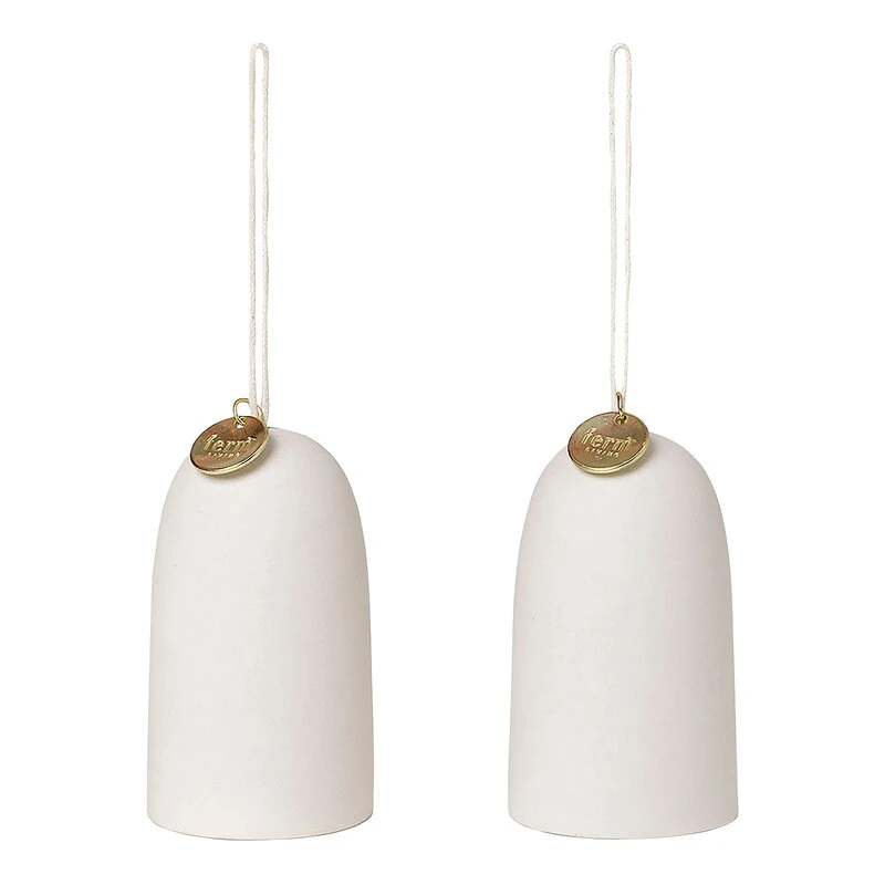 Ferm LIVING Bell Keramik Ornament, 2 Stück, Cremeweiß 1 Ferm LIVING Bell Keramik Ornament, 2 Stück, Cremeweiß