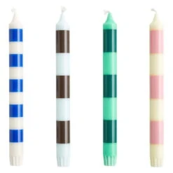 Hay Stripe Kerze, 4 Stück, Leuchtend