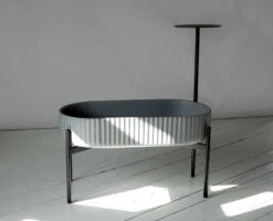 Klorofyll Pflanzgefäß Mit Ständer, Oval, Grau -Geschäft Für Wohndekoration KLM2BL 2BKLOVALCTGR 2BKLRTBL 1200