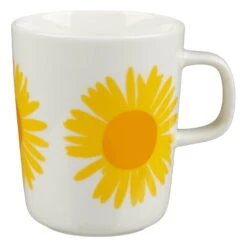 Marimekko Oiva - Auringonkukka Tasse, 250 ml, Weiß - Gelb - Orange