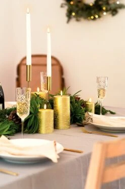 LED Spitzkerze, 2 Stück, Nordic White -Geschäft Für Wohndekoration Taper Pillar Candles metallic gold Christmas table setup 2