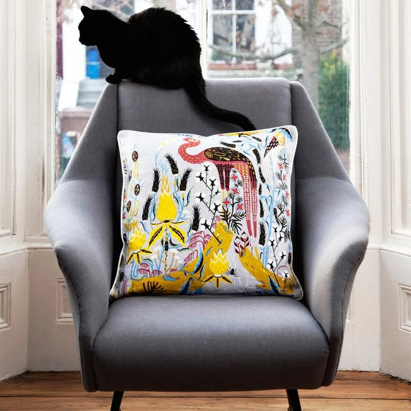 Crane Kissenbezug, Leinen-Baumwolle, Grau 4 Crane Kissenbezug, Leinen-Baumwolle, Grau – Bild 4