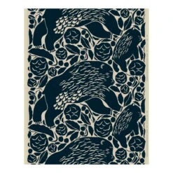 Marimekko Karhuemo Beschichteter Baumwoll-Leinen-Stoff, Leinen, Blau